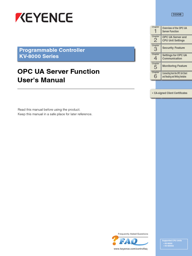 KV-8000 Series OPC UA Server Manual | PDF | Public Key Certificate ...
