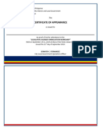 Certificate of Appearance For Legislative Agenda Formulation Sept 19-20