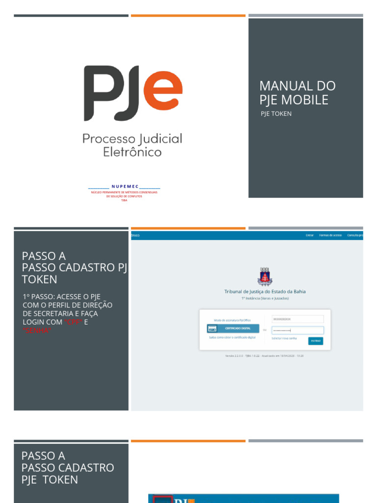 Cadastro e Acesso ao PJe Token Mobile | PDF | Senha | Engenharia da ...