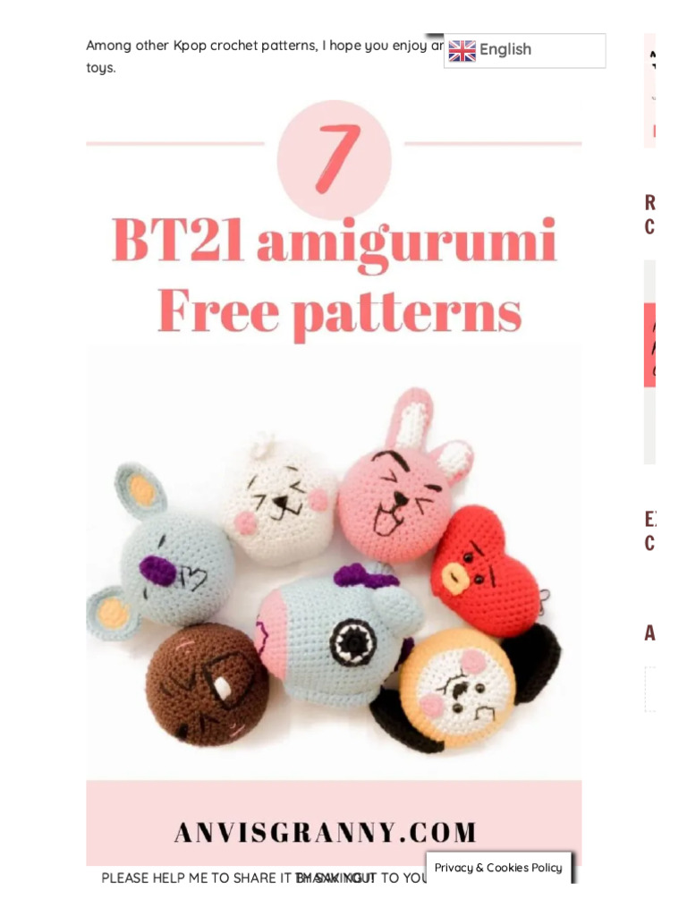 BT21 Amigurumi Crochet Patterns Free | PDF | Crochet | Amigurumi
