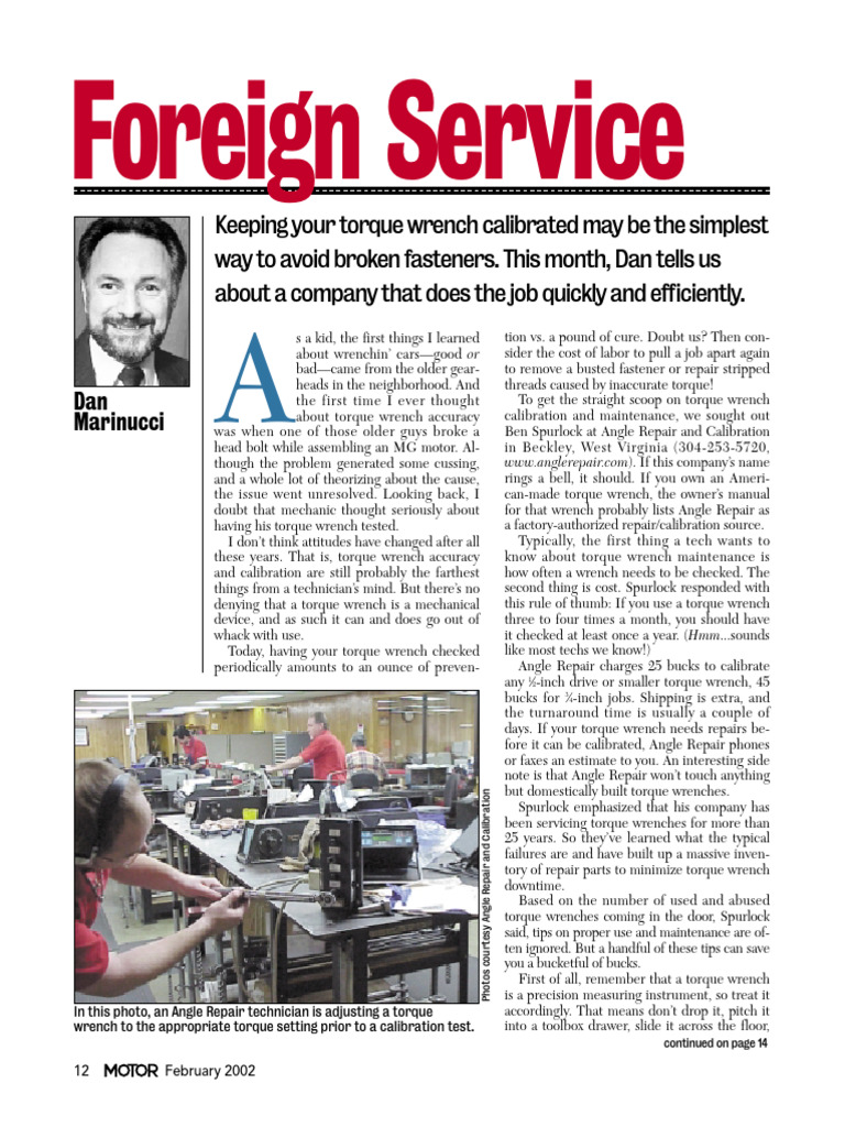 SERVICING AND TORQUE QUESTIONS intelligence overview