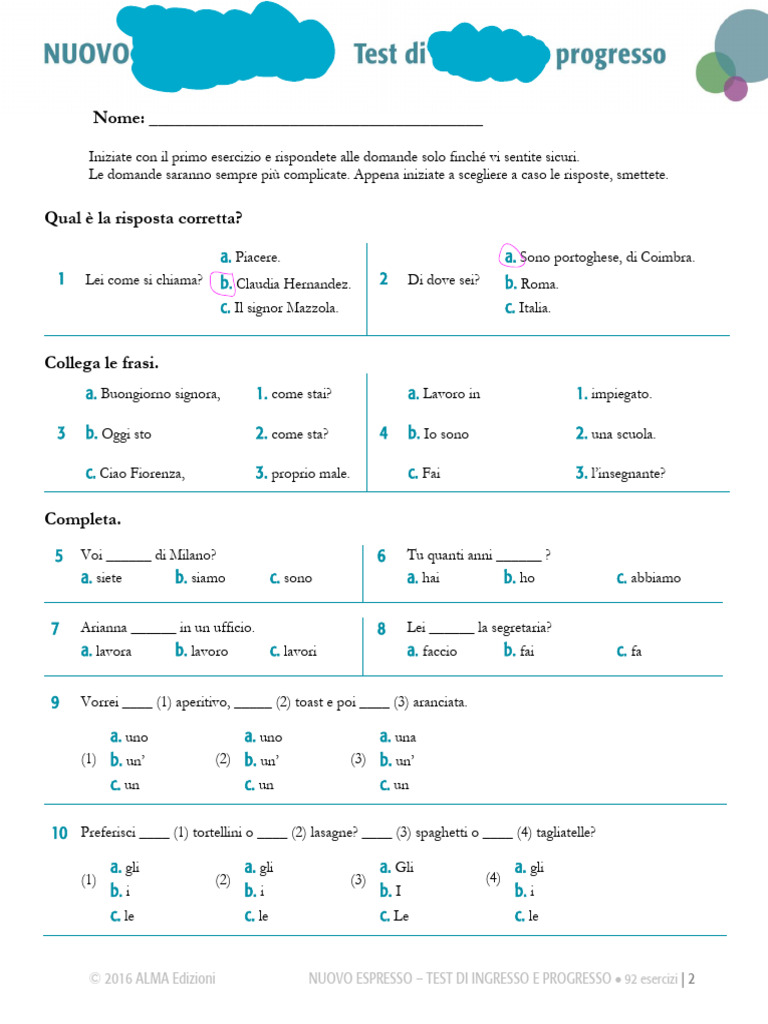 TEST ITA 1 Ok | PDF