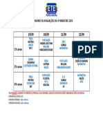 CALENDÁRIO de Provas - 3º Bimestre 2023