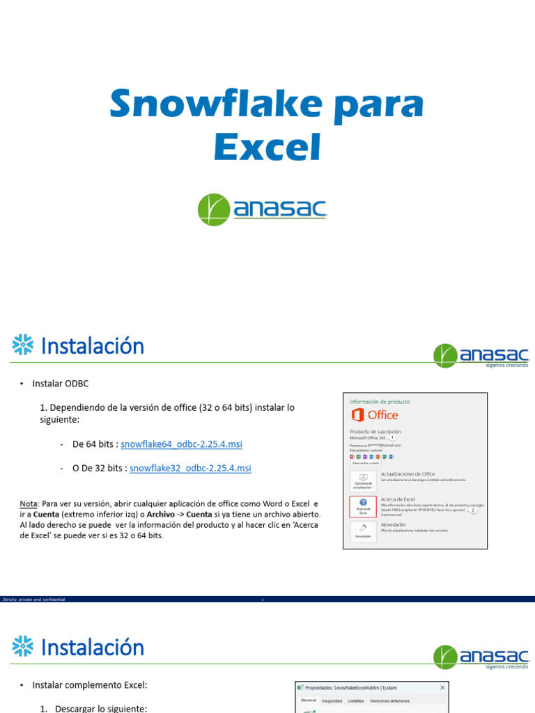 Instalación Snowflake en Excel | PDF | Microsoft Excel | Bases de datos