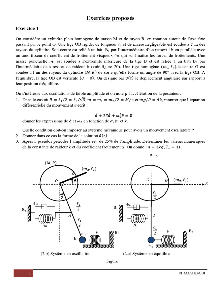 Oscillations d'un cylindre et tiges | PDF | Rotation | Masse