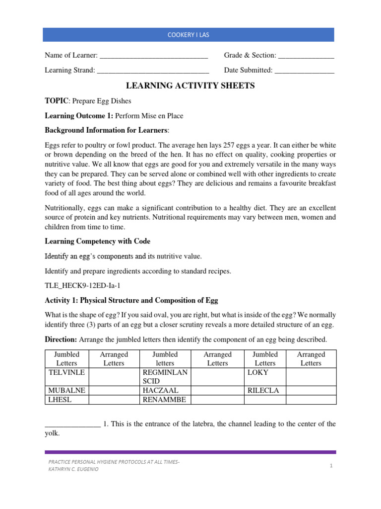 ED Most Essential Learning Competencies | PDF | Egg As Food | Cooking