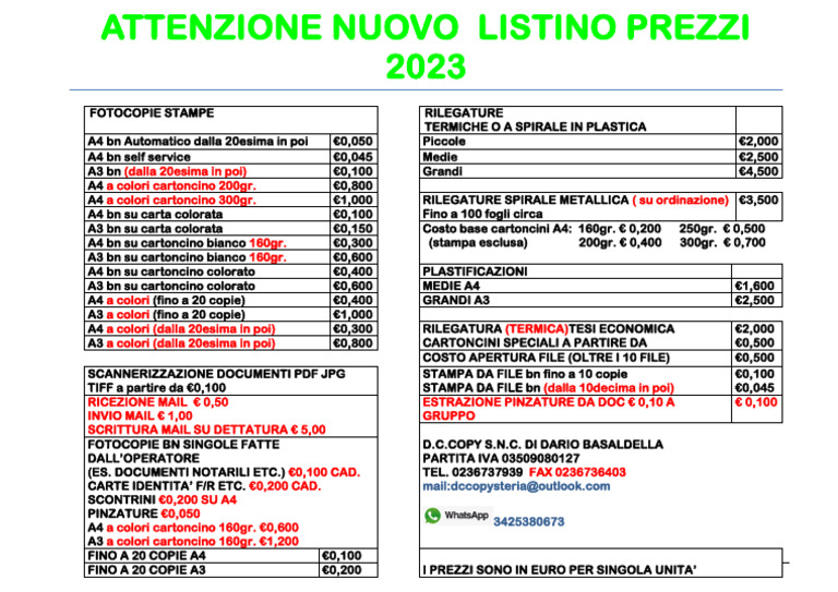 New Listino Prezzi 2023 | PDF
