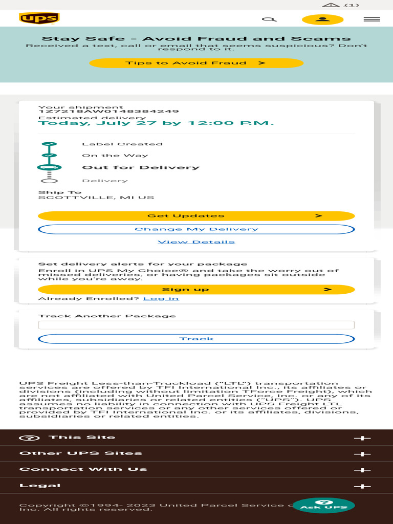 Tracking UPS United States PDF