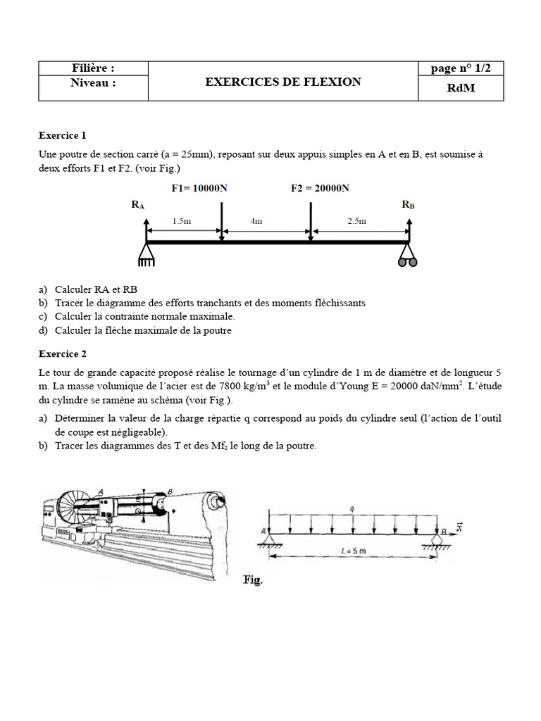 Exercices de flexion en RDM | PDF