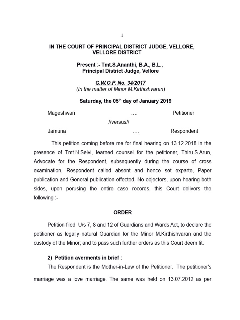 Guardians of Wards Act Judgement 4 PDF Child Custody Ex Parte