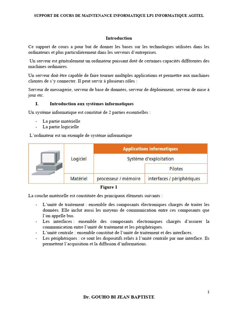 Cours de Maintenance Informatique LP1 | PDF | Disque dur | Données ...