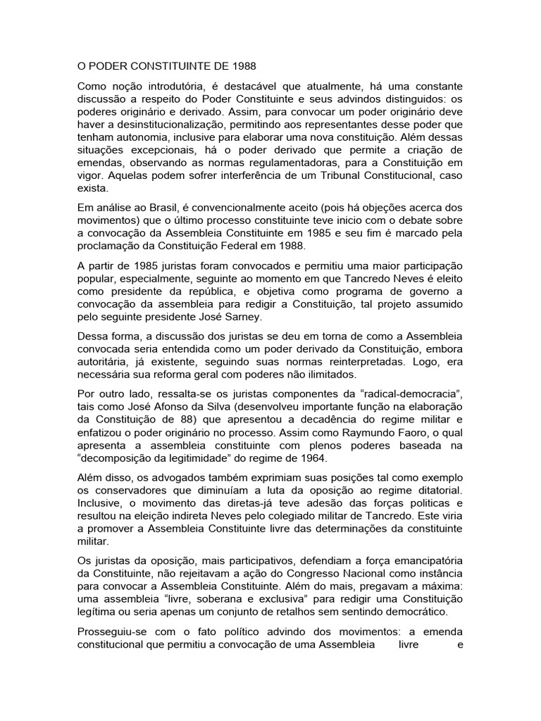 O Poder Constituinte de 1988 | PDF | Constituição | Governo