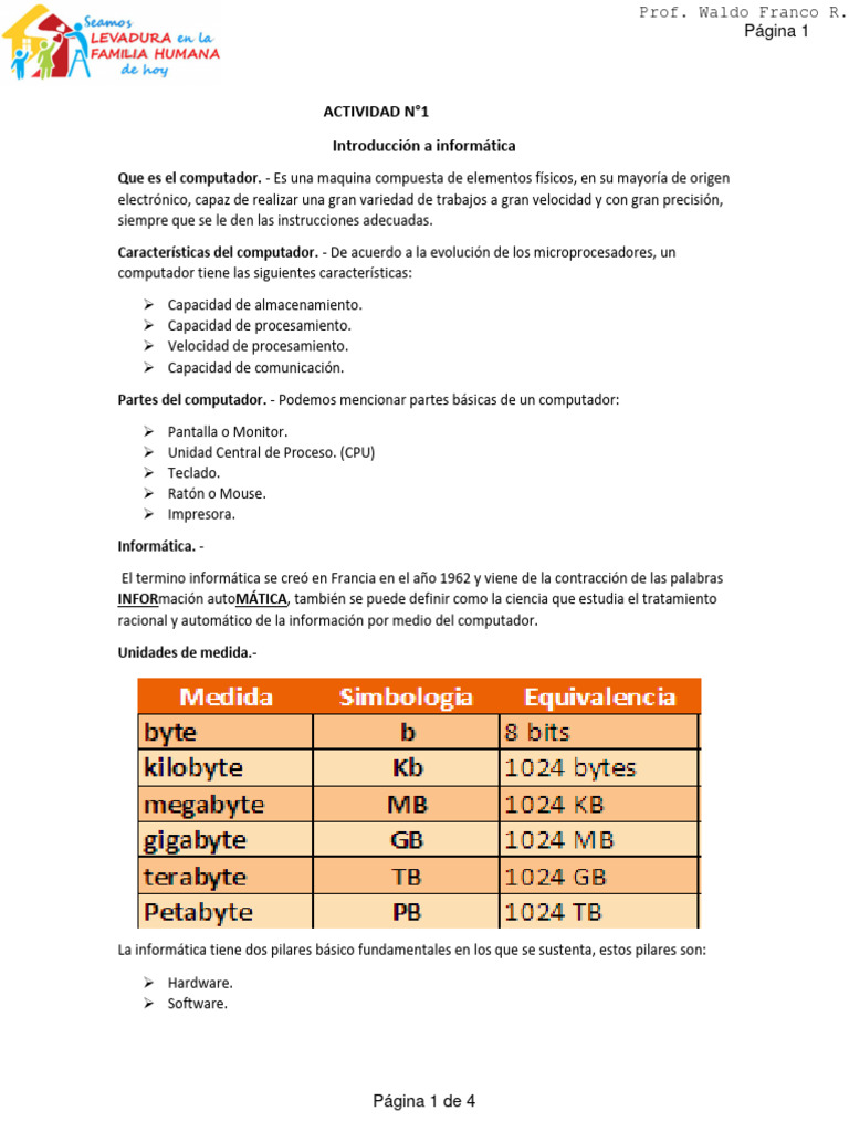Tema N°1 Introduccion A Informatica 2023 | PDF | Hardware de la ...