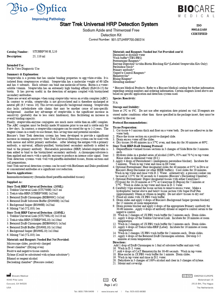 Starr Trek HRP Detection System Guide | PDF | Chemistry | Biology