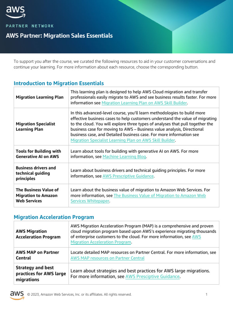 AWS Migration Sales Essentials Guide | PDF | Amazon Web Services ...