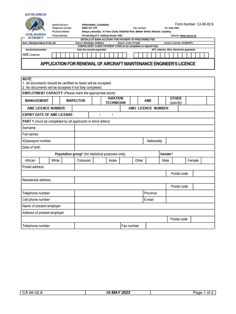 application-for-renewal-of-aircraft-maintenance-engineer-s-licence