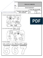 1 Ano - Prova de Inglês - 3º Bim - 2023