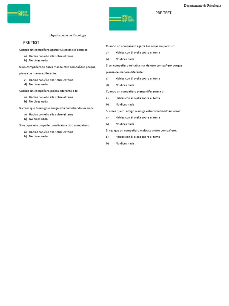 Pre Test | PDF