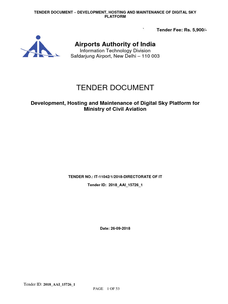 Digital Sky Platform Tender | PDF | Procurement | Service Oriented ...
