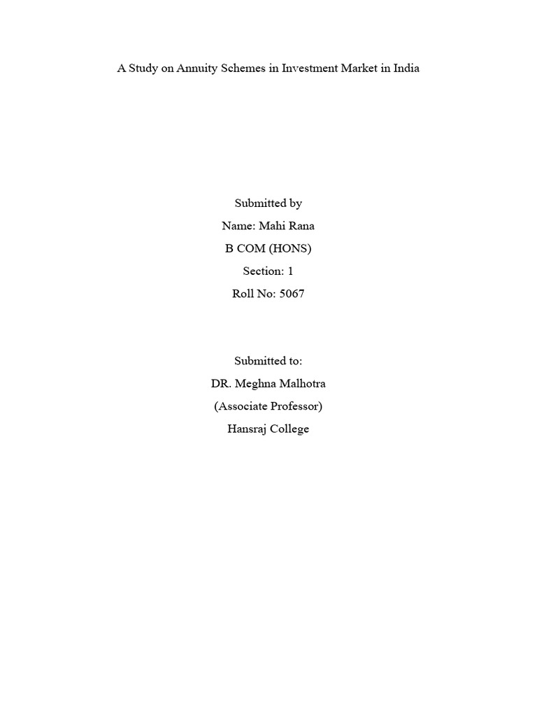 Annuity Schemes Pdf Life Annuity Investing