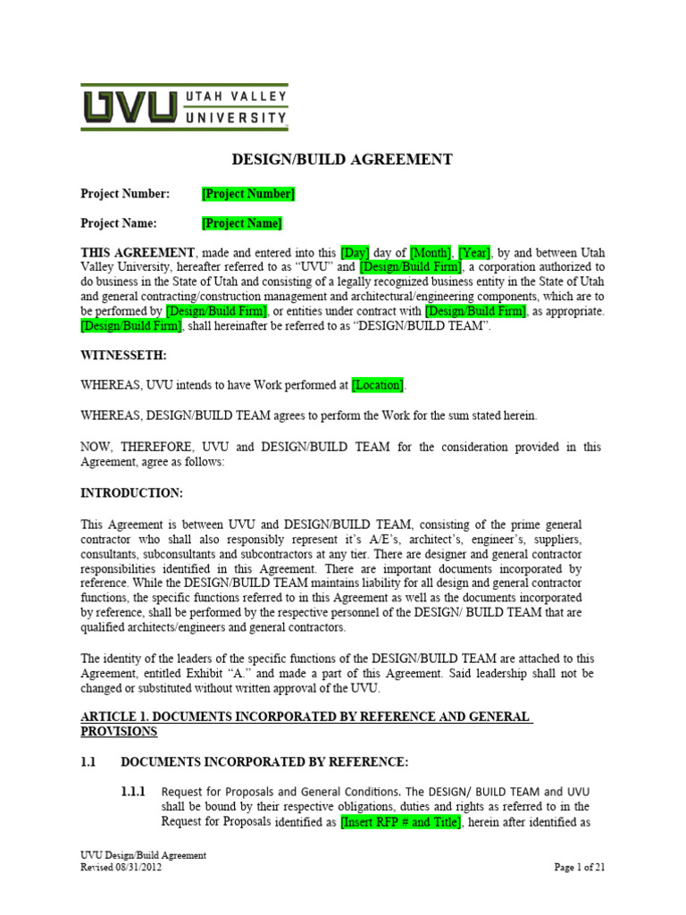 Design Build Agreement | PDF | Indemnity | Insurance