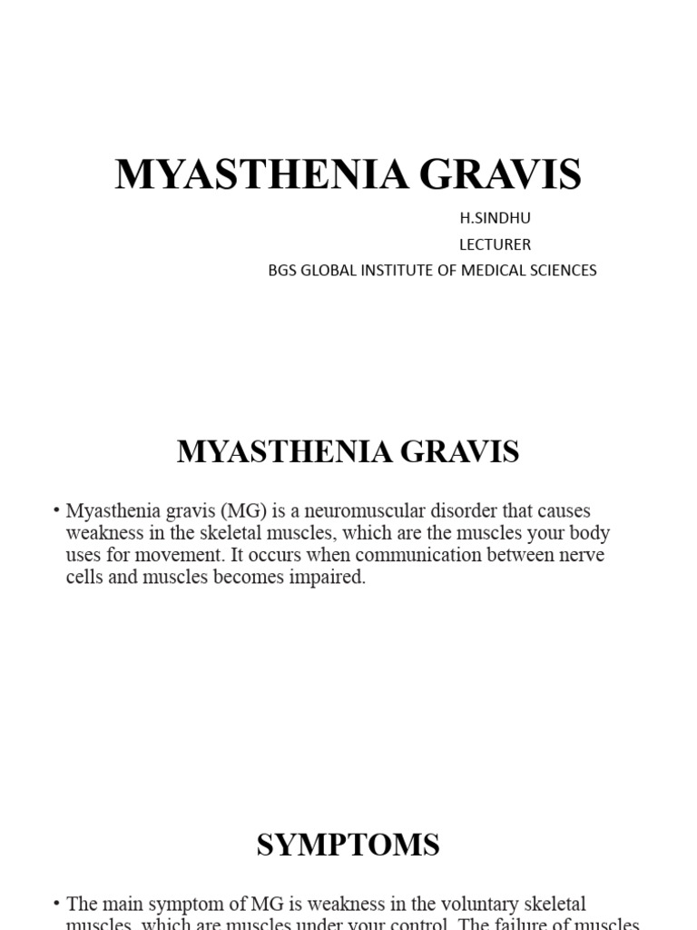Myasthenia Gravis | Download Free PDF | Weakness | Neurology