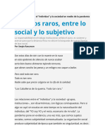 Rascovan, Sergio. (2020) Tiempos Raros, Entre Lo Social y Lo Subjetivo. PÃ¡Gina 12