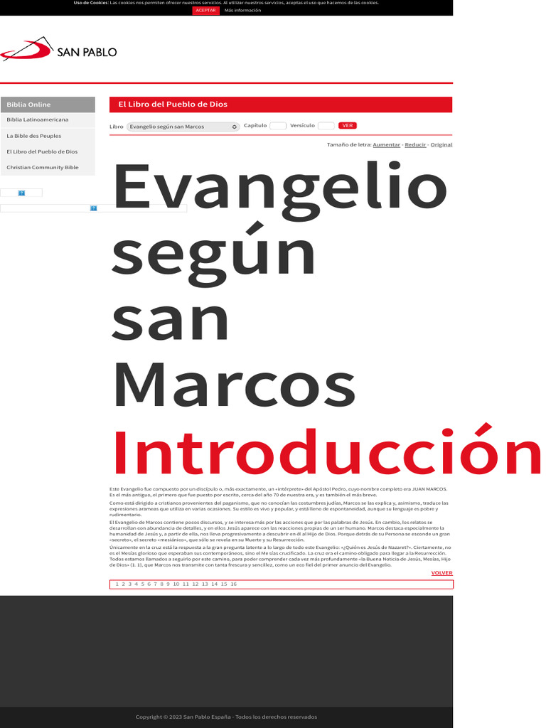 Evangelio según san Marcos El Libro del Pueblo de Dios | PDF | Jesús ...
