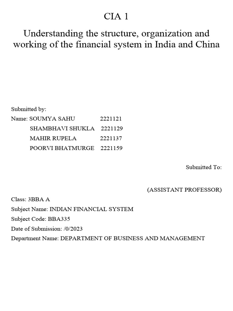 CIA 1a (Final) | PDF | Money Market | Banks