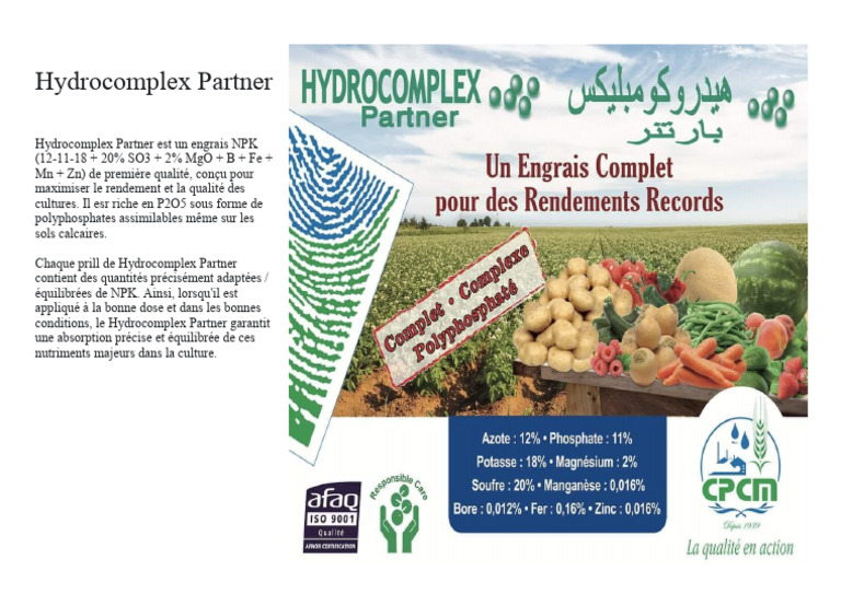 Engrais Hydrocomplex Partner NPK 12-11-18 | PDF