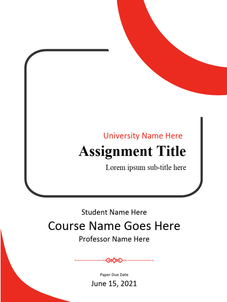 Assignment Cover Page Template PDF
