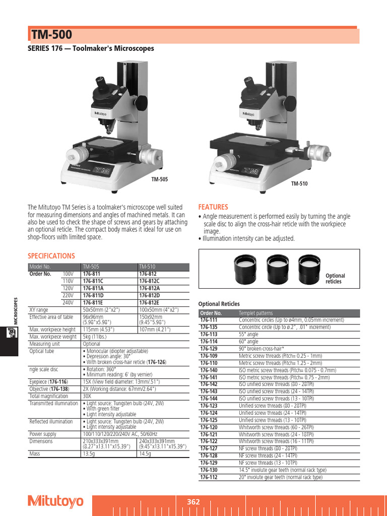 Mitutoyo TM Series Microscopes Overview | PDF | Glass Engineering And ...