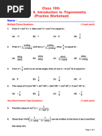 Class10th (IntroductionToTrigonometry) PracticeWorksheet