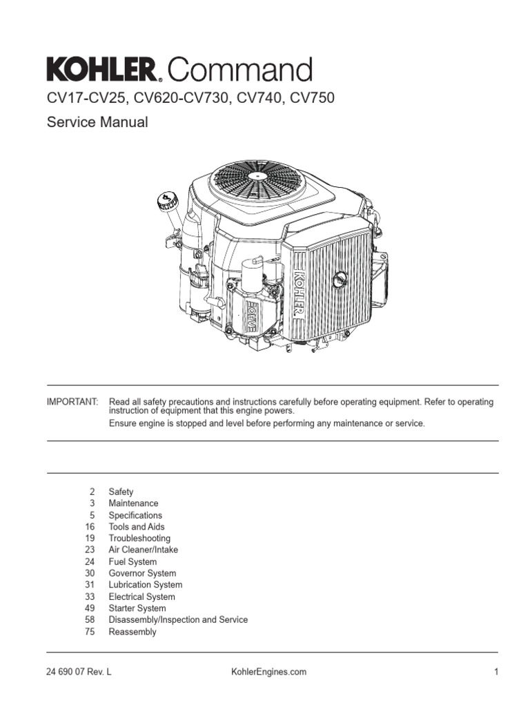 KOHLER_engine_manual_cv690_607690 PDF Motor Oil Gasoline