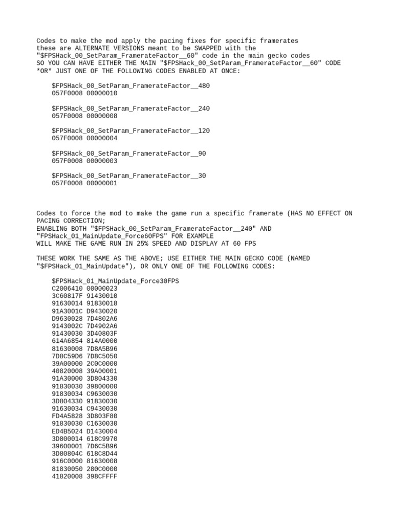 Some Gecko Codes I Used To Debug The Mod | PDF
