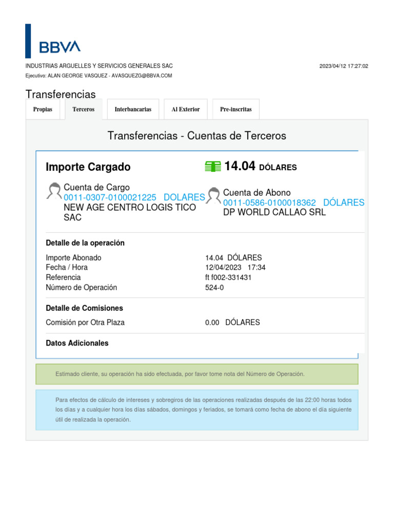 Transferencia entre New Age y DP World | PDF