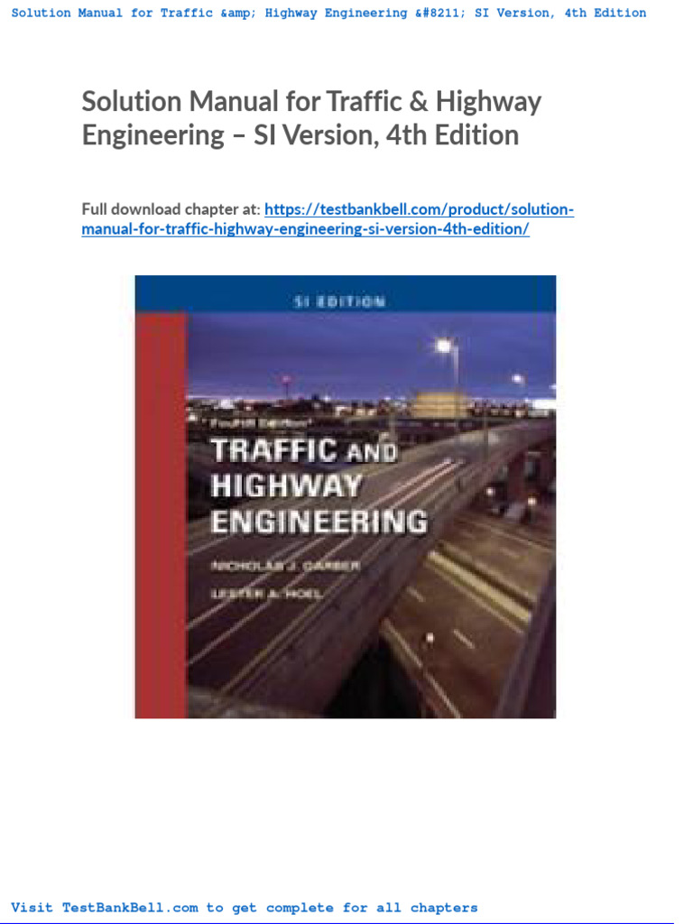 Solution Manual For Traffic Highway Engineering Si Version 4th Edition