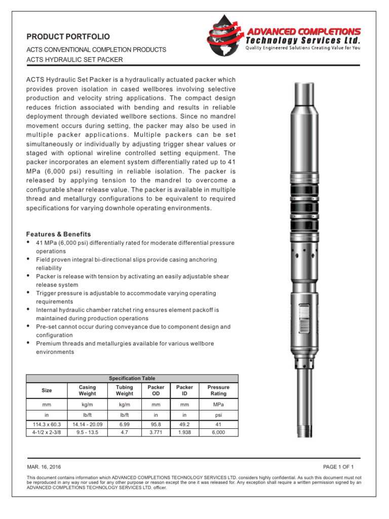 Hydraulic Set Packer Overview | PDF | Applied And Interdisciplinary ...