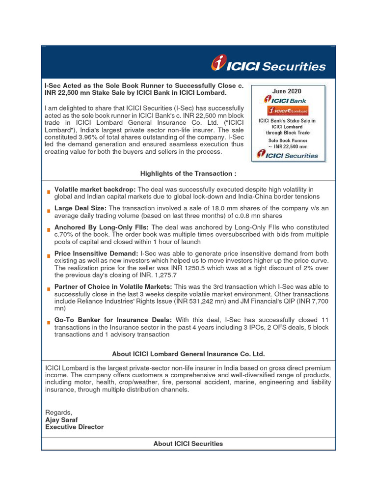 ICICI Lombard PDF Insurance Securities (Finance)