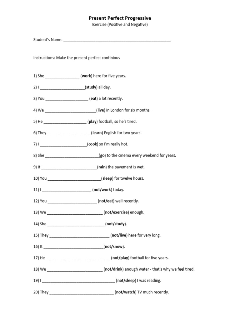 PRESENT PERFECT AND PRESENT PERFECT PROGRESSIVE EXERCISES PDF visual data 8
