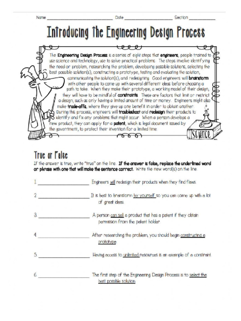 Engineering Design Process Worksheet PDF