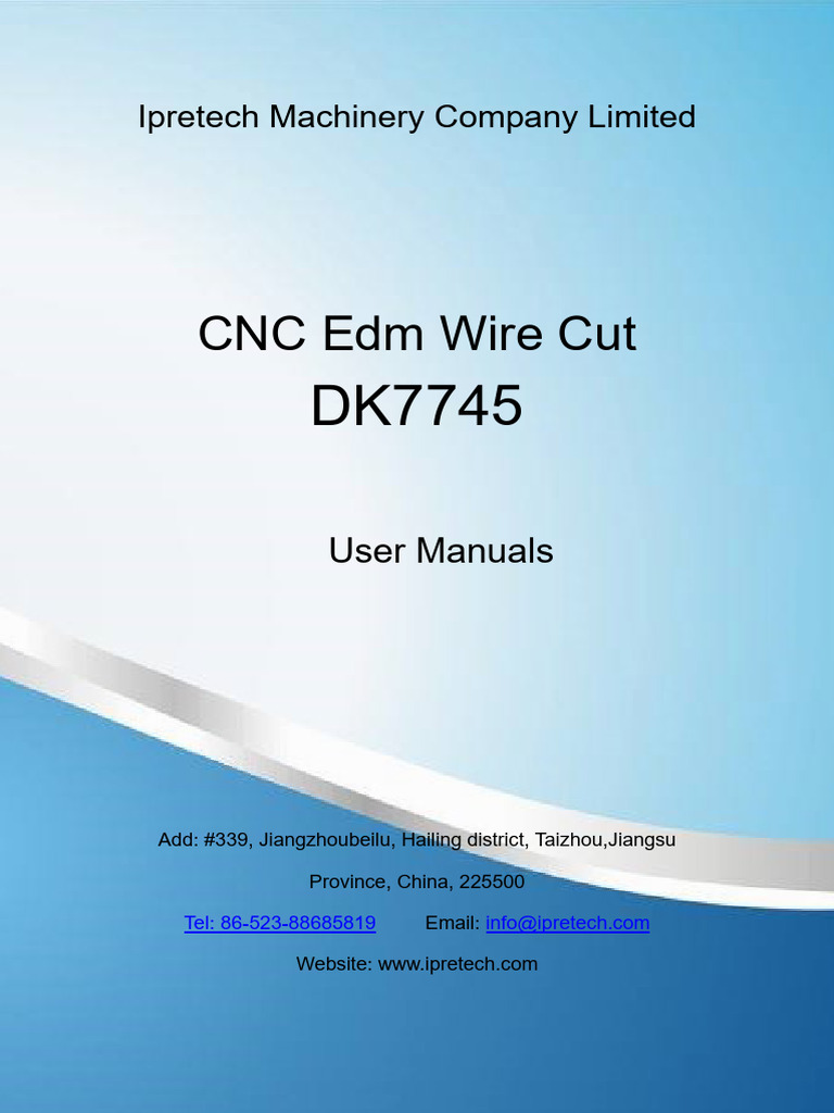 DK7745 EDM Wire Cut Manual | PDF | Switch | Power Inverter