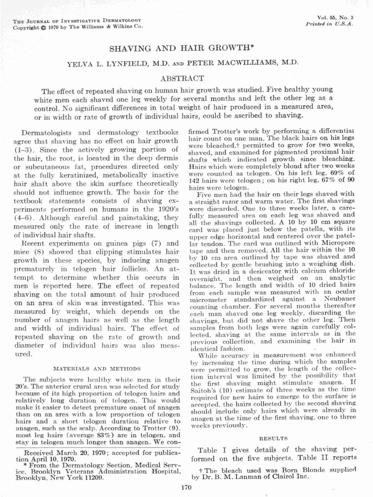 Does Shaving Hair Stimulate More Growth ? Research PDF Hair Shaving