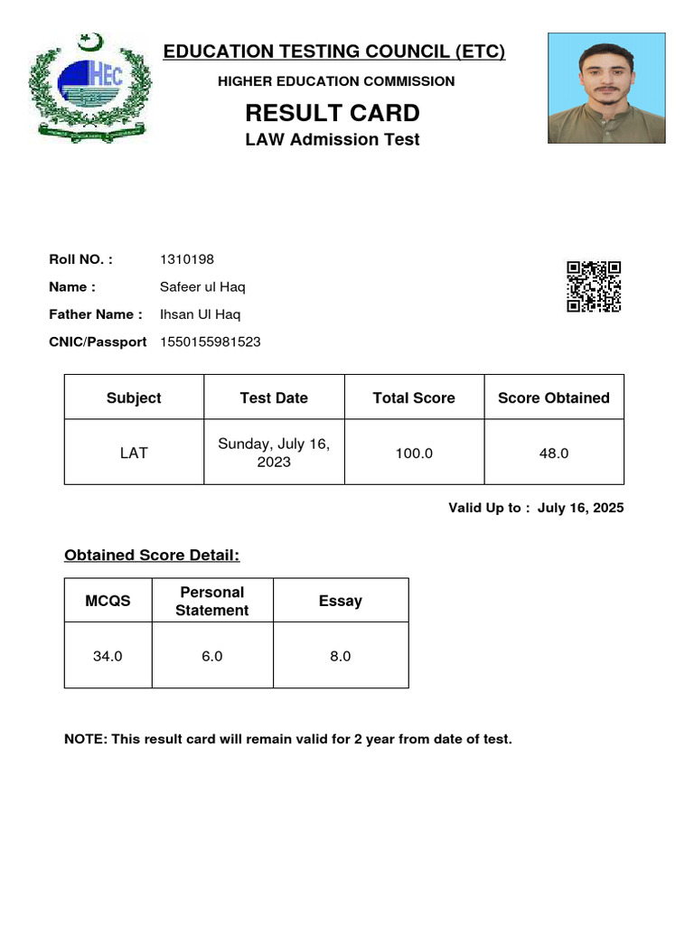 Etc Result Card Lat PDF