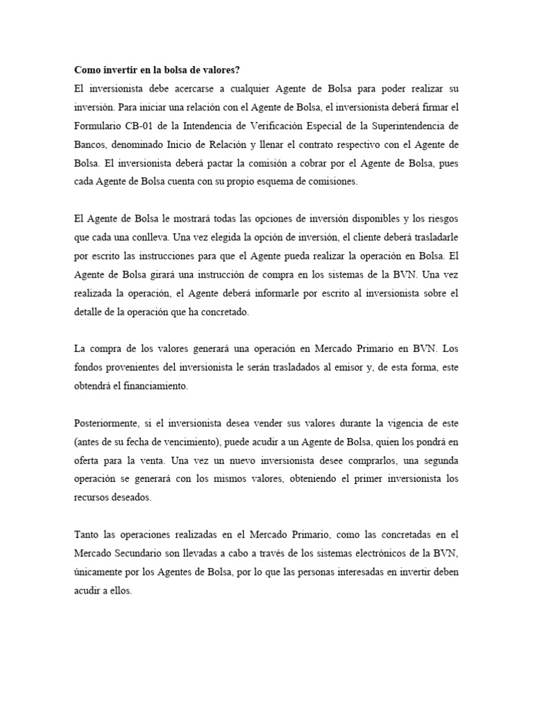 Guía para invertir en la bolsa de valores | PDF | Bolsa | Business