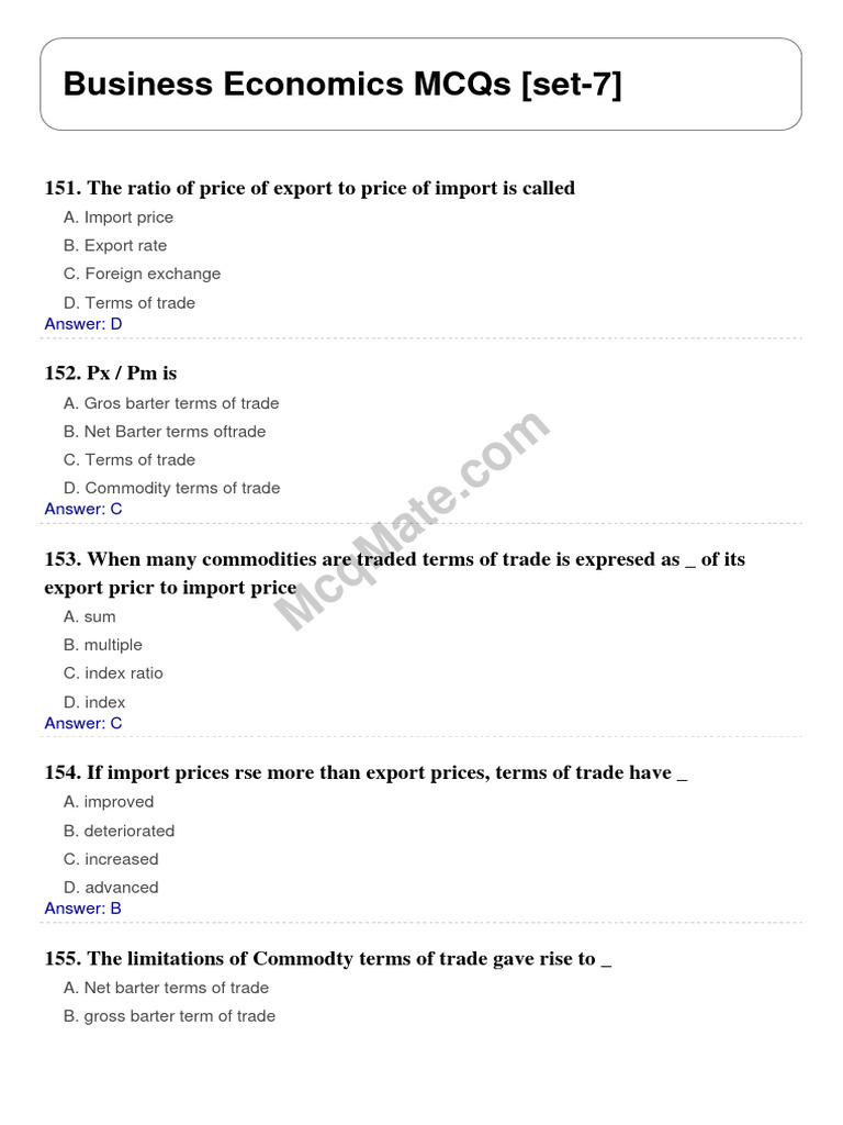 Limitations of Commodity Terms of Trade | PDF | Terms Of Trade | Exports