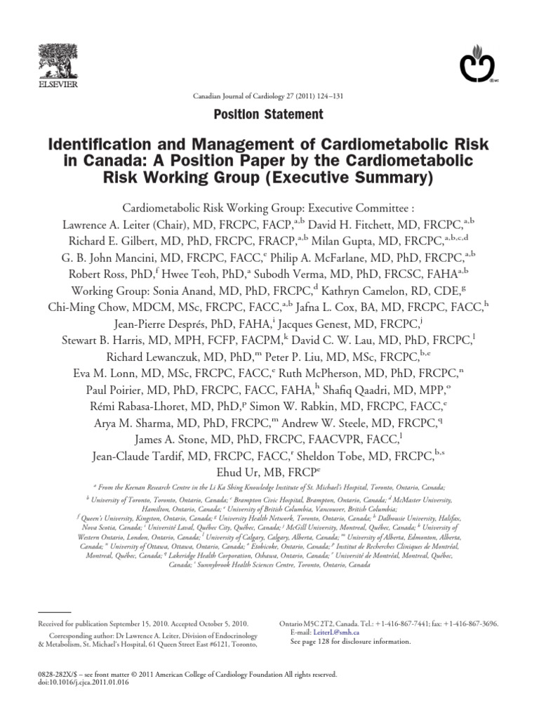 Identification and Management of Cardiometabolic Risk in Canada: A ...