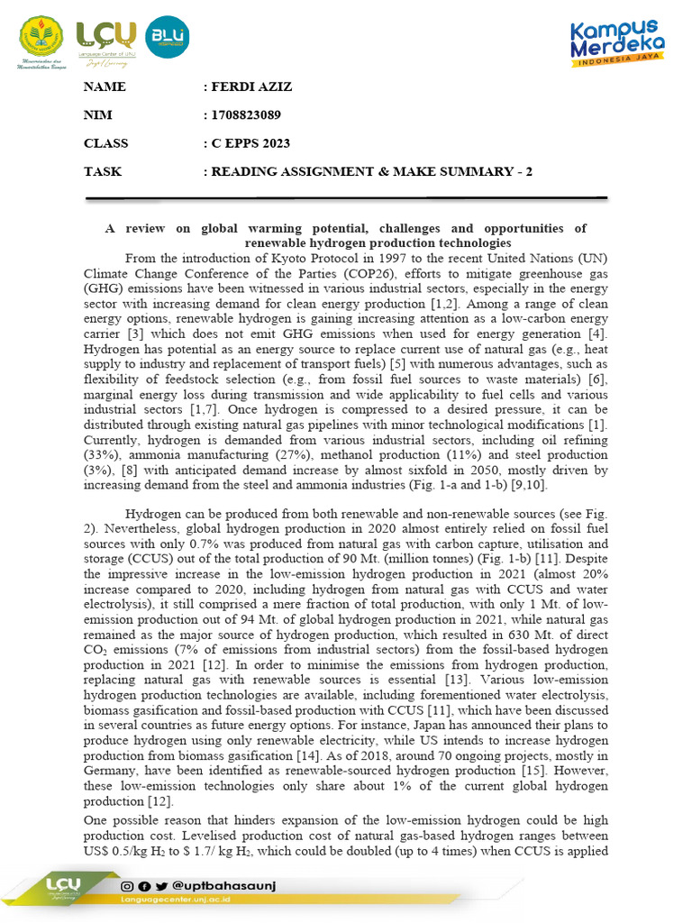 Reading Assignment 2 Download Free Pdf Hydrogen Economy Hydrogen
