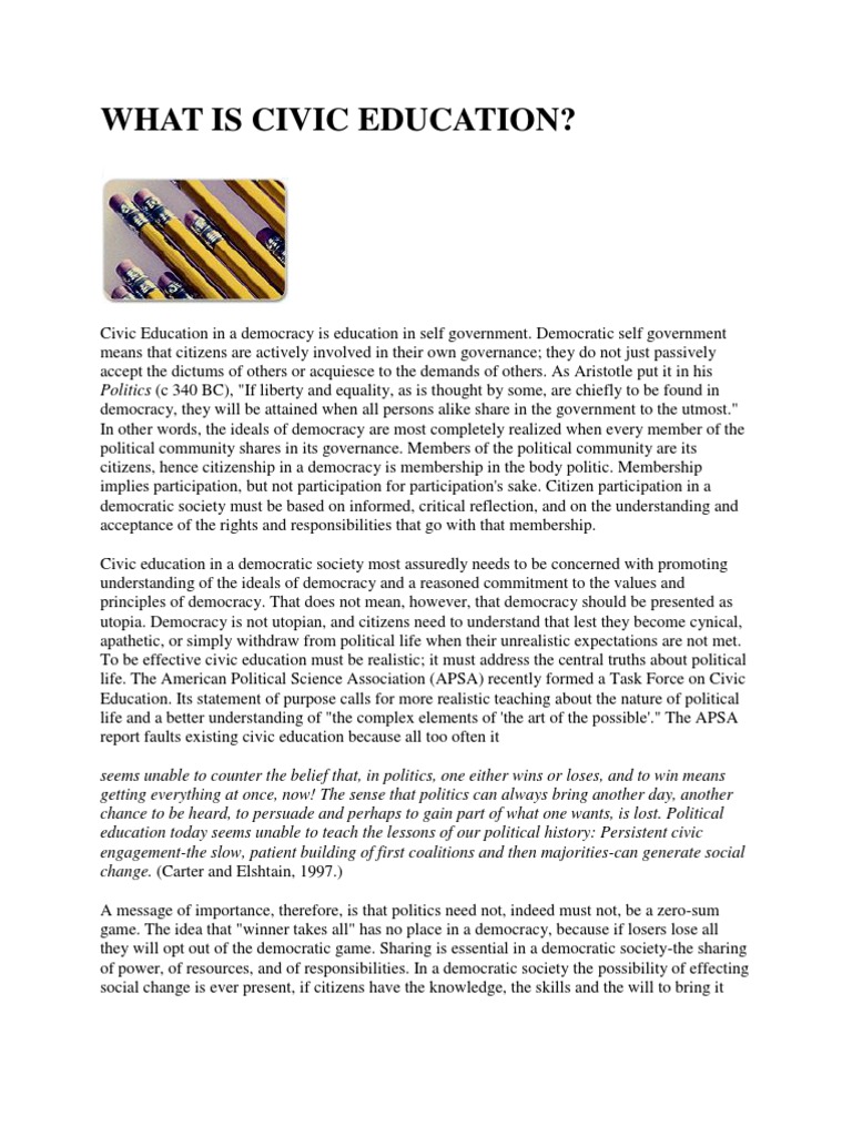 What Is Civic Education PDF Democracy Political Ideologies