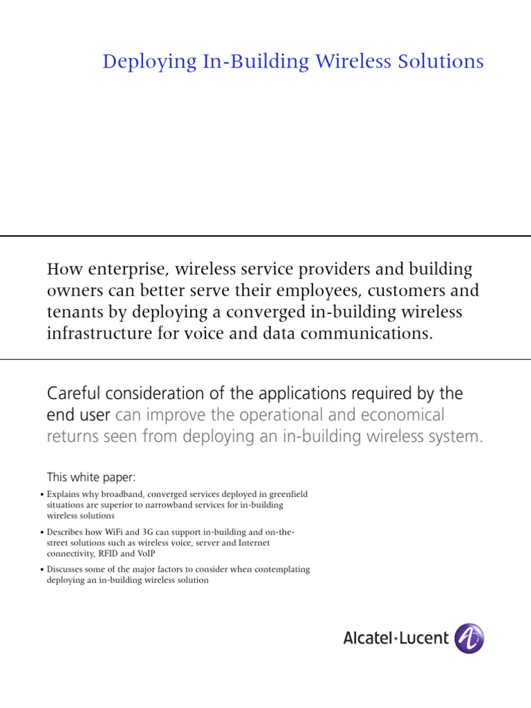 Deploying In-Building Wireless Solutions | PDF | Wi Fi | Computer Network